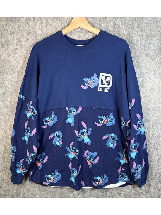Spirit Jersey Tops - Disney World Stitch Spirit Jersey Blue Adult Large Long Sleeve All Over